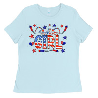 Baby Blue all american girl doodle letters Ladies Tee - CowCowDesign