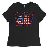 Black all american girl doodle letters Ladies Tee - CowCowDesign