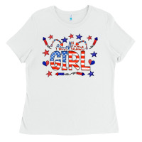 White all american girl doodle letters Ladies Tee - CowCowDesign
