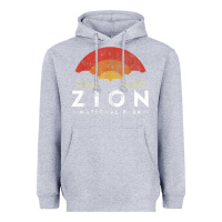 Heather Grey retro zion national park us vintage utah adventure hiking Heavyweight Hoodie - linhVisuals