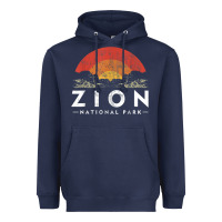 Navy retro zion national park us vintage utah adventure hiking Heavyweight Hoodie - linhVisuals