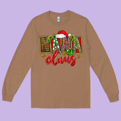 Christmas Nana Claus Long Sleeve Tee Designed By Fadigitalartstudio