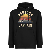 Black retro pontoon captain of the boat funny river cruising gift for pontoo Heavyweight Hoodie - linhVisuals