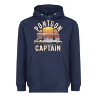 Navy retro pontoon captain of the boat funny river cruising gift for pontoo Heavyweight Hoodie - linhVisuals