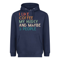 Navy siberian husky dog i like coffee my husky and maybe 3 people vintage d Heavyweight Hoodie - linhVisuals