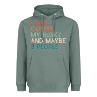 Sage siberian husky dog i like coffee my husky and maybe 3 people vintage d Heavyweight Hoodie - linhVisuals