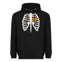 Black skeleton rib case orange pumpkin heart vintage halloween anatomy costu Heavyweight Hoodie - linhVisuals