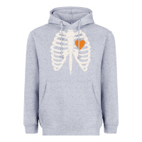 Heather Grey skeleton rib case orange pumpkin heart vintage halloween anatomy costu Heavyweight Hoodie - linhVisuals