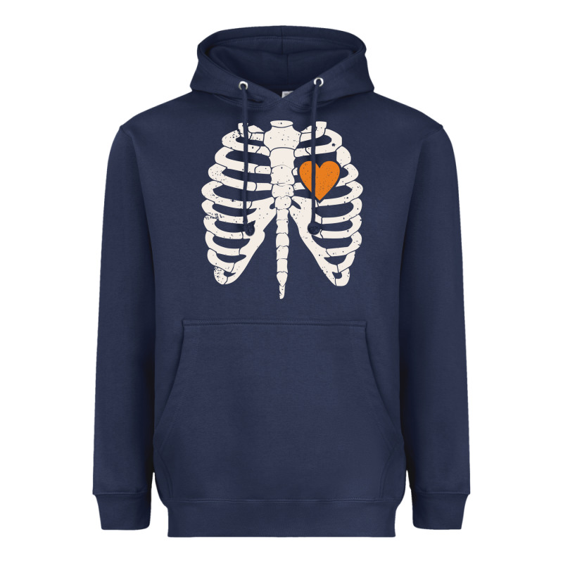 Skeleton Rib Case Orange Pumpkin Heart Vintage Halloween Anatomy Costu Heavyweight Hoodie by linhVisuals | Teevron