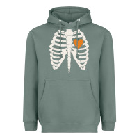 Sage skeleton rib case orange pumpkin heart vintage halloween anatomy costu Heavyweight Hoodie - linhVisuals
