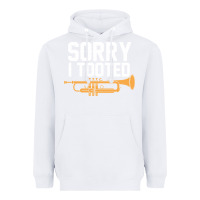 White sorry i tooted funny trumpet player pun gift sarcastic humor quote Heavyweight Hoodie - linhVisuals
