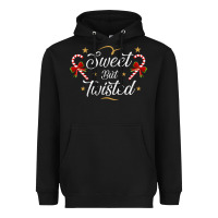 Black sweet but twisted candy cane christmas humor funny and cute gifts for Heavyweight Hoodie - linhVisuals