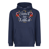 Navy sweet but twisted candy cane christmas humor funny and cute gifts for Heavyweight Hoodie - linhVisuals