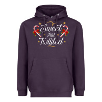 Plum sweet but twisted candy cane christmas humor funny and cute gifts for Heavyweight Hoodie - linhVisuals