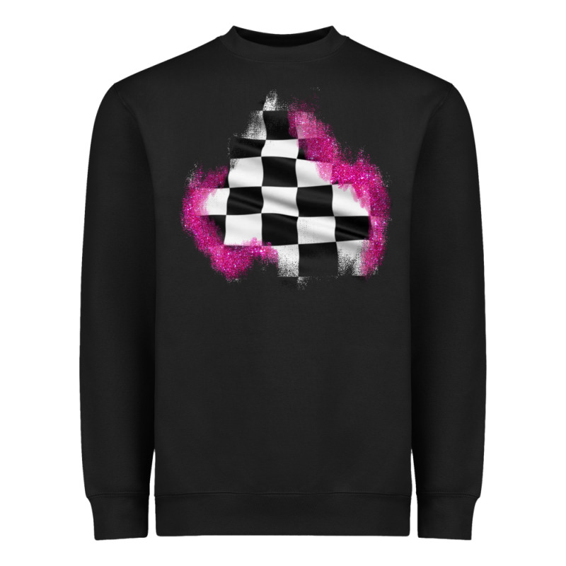 Race Flag Glitter Patch Heavyweight Sweatshirt by AdoDesignShop | Teevron
