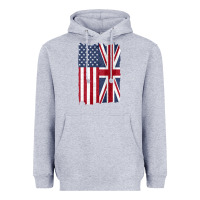 Heather Grey united states with united kingdom flag mix us and uk union jack Heavyweight Hoodie - linhVisuals