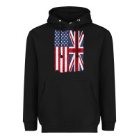 Black united states with united kingdom flag mix us and uk union jack Heavyweight Hoodie - linhVisuals
