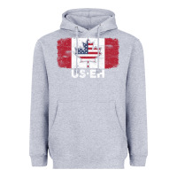 Heather Grey us eh american canadian flag canada day leaf with usa flag inside Heavyweight Hoodie - linhVisuals