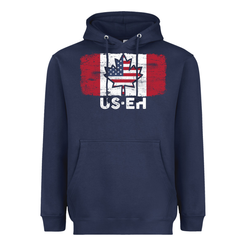 Us Eh American Canadian Flag Canada Day Leaf With Usa Flag Inside Heavyweight Hoodie by linhVisuals | Teevron