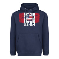 Navy us eh american canadian flag canada day leaf with usa flag inside Heavyweight Hoodie - linhVisuals