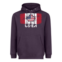 Plum us eh american canadian flag canada day leaf with usa flag inside Heavyweight Hoodie - linhVisuals
