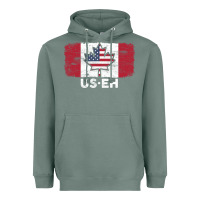 Sage us eh american canadian flag canada day leaf with usa flag inside Heavyweight Hoodie - linhVisuals
