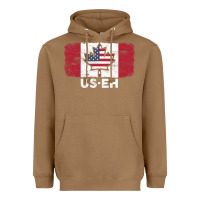 Toasted Coconut us eh american canadian flag canada day leaf with usa flag inside Heavyweight Hoodie - linhVisuals