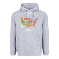 Heather Grey us national parks map colorful with all 59 national parks Heavyweight Hoodie - linhVisuals