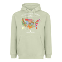 Matcha us national parks map colorful with all 59 national parks Heavyweight Hoodie - linhVisuals