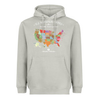 Moon Dust us national parks map colorful with all 59 national parks Heavyweight Hoodie - linhVisuals