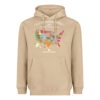 Mushroom us national parks map colorful with all 59 national parks Heavyweight Hoodie - linhVisuals