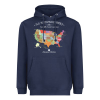 Navy us national parks map colorful with all 59 national parks Heavyweight Hoodie - linhVisuals