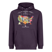 Plum us national parks map colorful with all 59 national parks Heavyweight Hoodie - linhVisuals