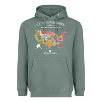Sage us national parks map colorful with all 59 national parks Heavyweight Hoodie - linhVisuals