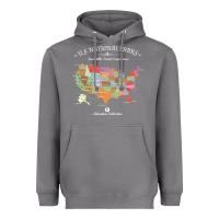 Storm us national parks map colorful with all 59 national parks Heavyweight Hoodie - linhVisuals