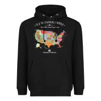 Black us national parks map colorful with all 59 national parks Heavyweight Hoodie - linhVisuals