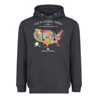 Smoke us national parks map colorful with all 59 national parks Heavyweight Hoodie - linhVisuals