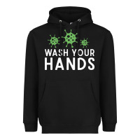 Black wash your hands green germs graphic Heavyweight Hoodie - linhVisuals