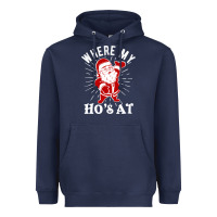 Navy where my ho's at funny santa christmas pun naughty xmas humor gift Heavyweight Hoodie - linhVisuals