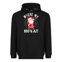 Black where my ho's at funny santa christmas pun naughty xmas humor gift Heavyweight Hoodie - linhVisuals