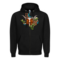 Black longhorn texas map Zipper Hoodie - AdoDesignShop