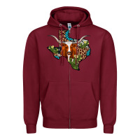 Burgundy longhorn texas map Zipper Hoodie - AdoDesignShop