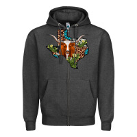 Charcoal Heather longhorn texas map Zipper Hoodie - AdoDesignShop