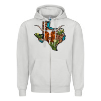 Dove Grey longhorn texas map Zipper Hoodie - AdoDesignShop