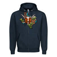 Navy longhorn texas map Zipper Hoodie - AdoDesignShop