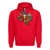 Red longhorn texas map Zipper Hoodie - AdoDesignShop
