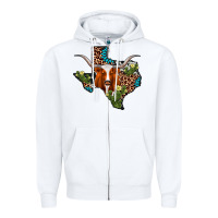 White longhorn texas map Zipper Hoodie - AdoDesignShop