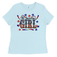 Baby Blue All American Girl Ladies Tee - CowCowDesign