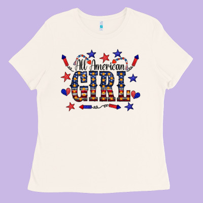All American Girl Ladies Tee Designed By Cowcowdesign