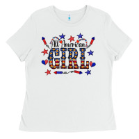 White All American Girl Ladies Tee - CowCowDesign